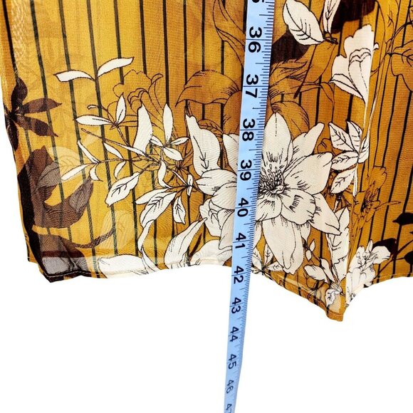 Floral Print Mustard Yellow Maxi Skirt With Pleated Design By Haute Monde Size L - Picture 4 of 10